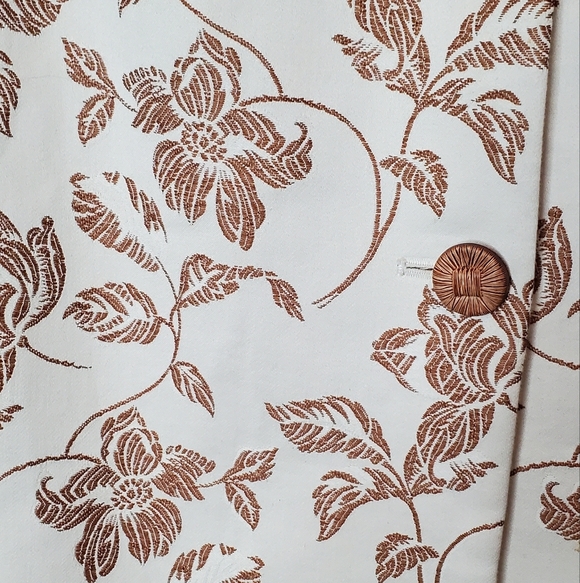 ALEX NEW YORK Cream Cognac Embroidered Satin  Eccentric Blazer Jacket Size 6 - Picture 3 of 11